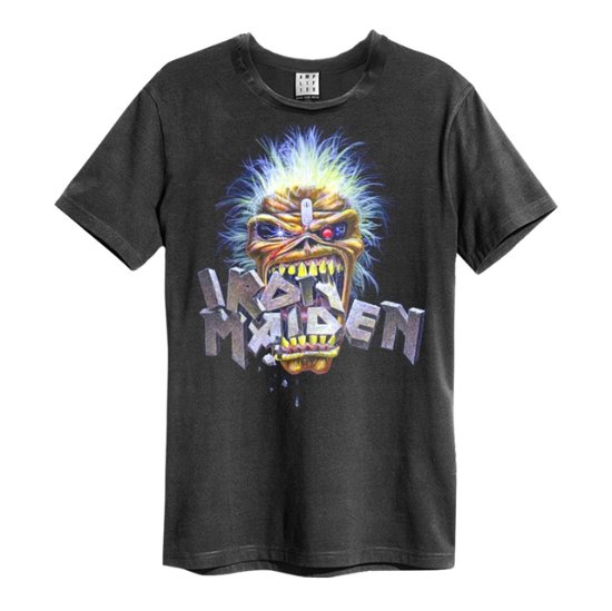 Iron Maiden - Maiden Chomp Amplified Large Vintage Charcoal T Shirt - Iron Maiden - Produtos - AMPLIFIED - 5054488685407 - 