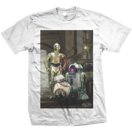 Cover for Star Wars · Star Wars Unisex T-Shirt: Episode VII Three Droids (CLOTHES) [size S] [White - Unisex edition]