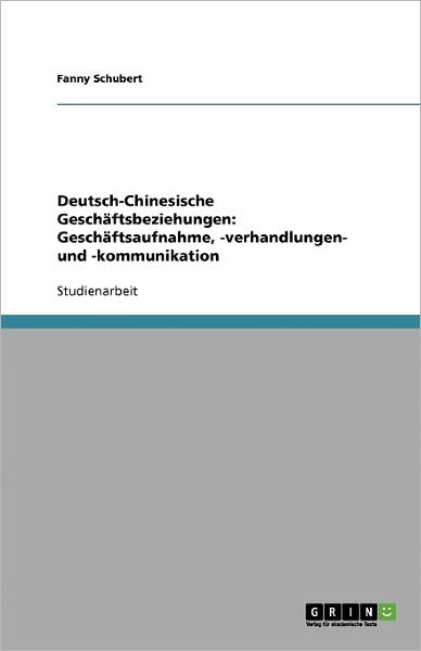 Cover for Schubert · Deutsch-Chinesische Geschäftsb (Buch) [German edition] (2013)