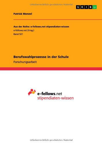 Cover for Menzel · Berufswahlprozesse in der Schule (Book) [German edition] (2012)