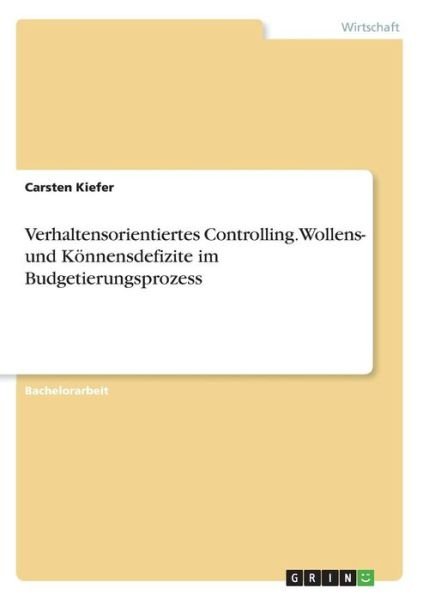 Cover for Kiefer · Verhaltensorientiertes Controlli (Book)