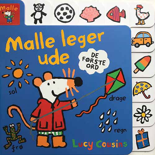 Cover for Lucy Cousins · Lær med Malle: Malle leger ude (Cardboard Book) [1. Painos] (2019)