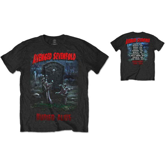 Avenged Sevenfold Unisex T-Shirt: Buried Alive Tour 2012 (Back Print) - Avenged Sevenfold - Fanituote - Unlicensed - 5055979967408 - maanantai 12. joulukuuta 2016