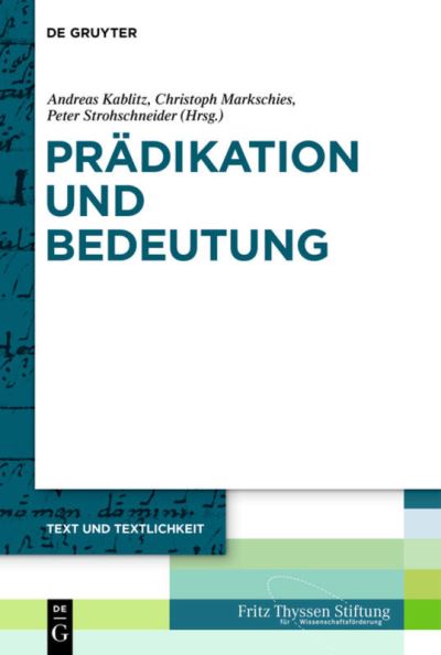 Cover for Andreas Kablitz · Pradikation Und Bedeutung (Hardcover Book) (2020)