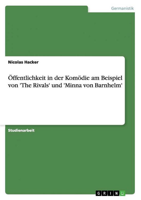 Cover for Hacker · Öffentlichkeit in der Komödie am (Bog)