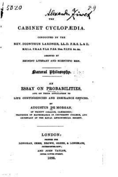 Cover for Augustus de Morgan · An essay on probabilities, and their application to life contingencies and insurance offices (Paperback Book) (2016)