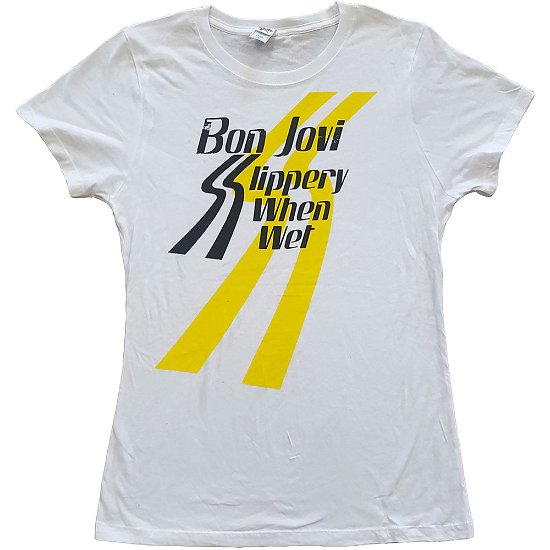 Cover for Bon Jovi · Bon Jovi Unisex T-Shirt: Slippery When Wet (T-shirt) [size S] [White - Ladies edition]