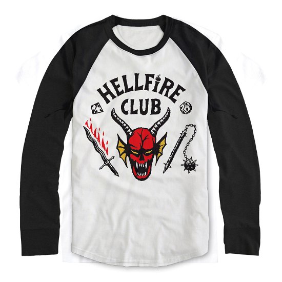 Stranger Things: Hellfire Club Crest White (Baseball Shirt Unisex Tg. S) - Stranger Things - Merchandise -  - 5056599701410 - 7. oktober 2022