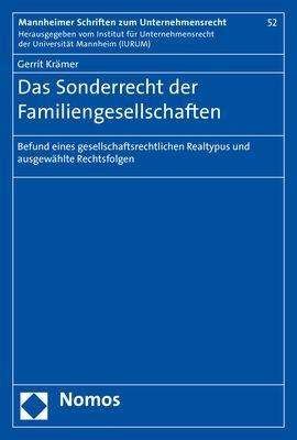 Cover for Krämer · Das Sonderrecht der Familiengese (Book) (2019)