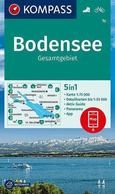 Cover for Mair-Dumont / Kompass · Kompass Wanderkarte: Bodensee Gesamtgebiet (Gebundenes Buch) (2020)