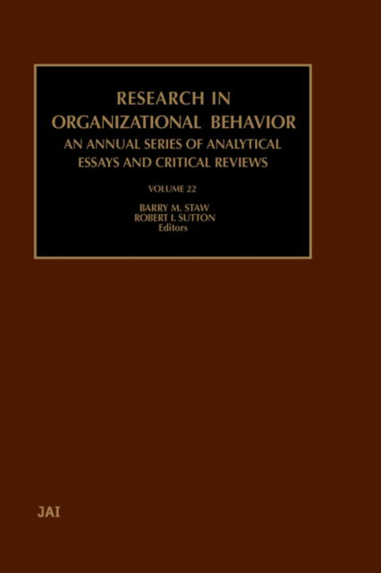 Cover for Barry M Staw · Research in Organizational Behavior - Research in Organizational Behavior (Hardcover Book) (2000)