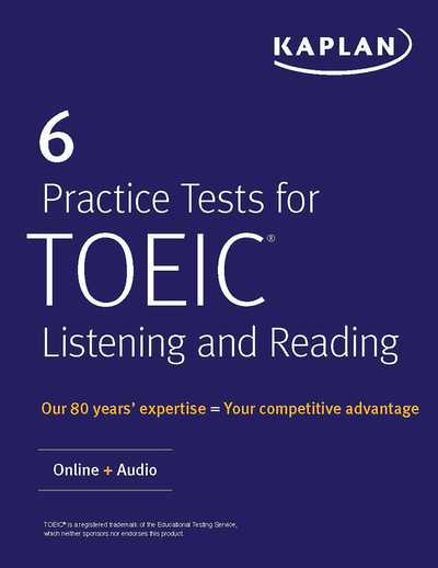 Cover for Kaplan Test Prep · 6 Practice Tests for TOEIC Listening and Reading: Online + Audio - Kaplan Test Prep (Paperback Book) (2019)