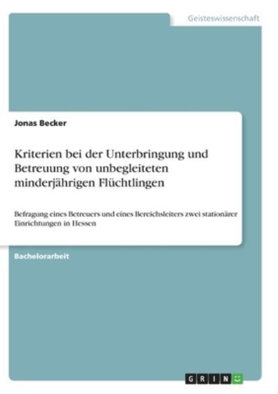 Cover for Becker · Kriterien bei der Unterbringung (N/A)
