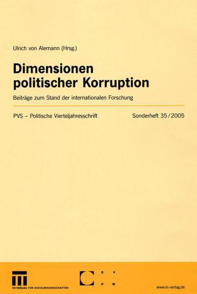 Cover for Ulrich Von Alemann · Dimensionen Politischer Korruption - Politische Vierteljahresschrift Sonderhefte (Paperback Book) [2005 edition] (2005)