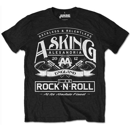 Asking Alexandria Unisex T-Shirt: Rock N' Roll (Retail Pack) - Asking Alexandria - Merchandise - Bandmerch - 5056170627412 - 