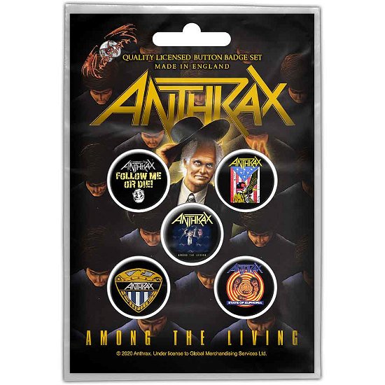 Anthrax Button Badge Pack: Among the Living - Anthrax - Fanituote - PHM - 5056365702412 - maanantai 20. heinäkuuta 2020