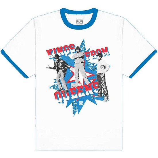 Run DMC Unisex Ringer T-Shirt: Kings From Queens - Run DMC - Koopwaar -  - 5056561029412 - 