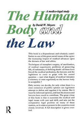 Cover for David Meyers · Human Body and the Law: A Medico-legal Study (Hardcover Book) (2017)