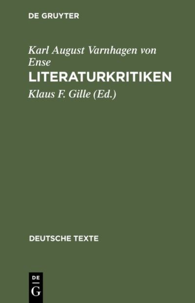Cover for Karl August Varnhagen Von Ense · Literaturkritiken (Hardcover Book) (1977)