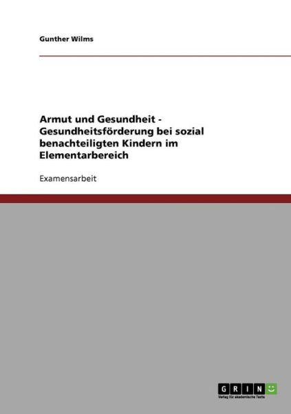 Cover for Wilms · Armut und Gesundheit. Gesundheits (Book)