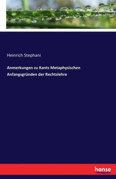 Cover for Stephani · Anmerkungen zu Kants Metaphysi (Book) (2017)
