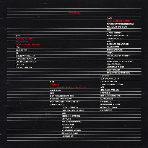 Cover for Luigi Nono · Carlo Scarpa (LP) (2011)