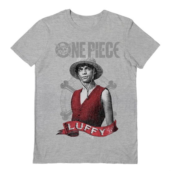 Cover for One Piece · One Piece (Live Action Luffy) Grey Unisex T-Shirt Small (T-shirt)