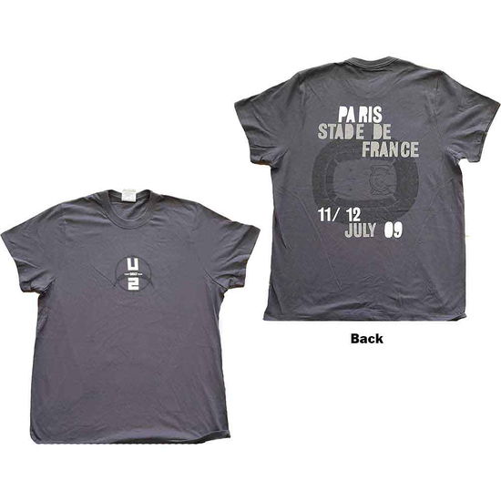 U2 Unisex T-Shirt: 360 Degree Tour Paris 2009 (Ex-Tour & Back Print) - U2 - Marchandise -  - 5056561051413 - 