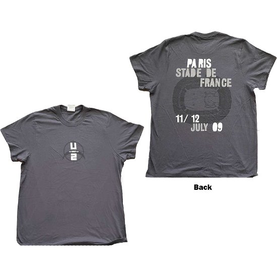U2 Unisex T-Shirt: 360 Degree Tour Paris 2009 (Back Print) - U2 - Merchandise -  - 5056561051413 - 
