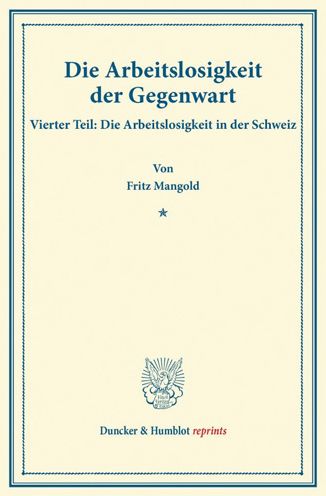 Cover for Mangold · Die Arbeitslosigkeit der Gegenw (Book) (2016)