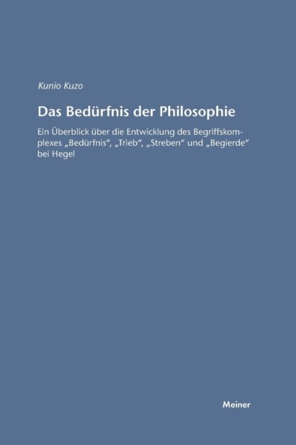 Cover for Kunio Kozu · Das Bedurfnis der Philosophie (Paperback Bog) (1988)