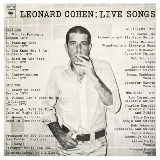 Leonard Cohen: Live Songs - Leonard Cohen - Música - COLUMBIA - 0889854353414 - 20 de octubre de 2017