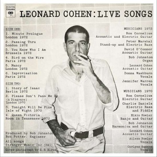 Cover for Leonard Cohen · Leonard Cohen: Live Songs (LP) [33 LP edition] (2017)