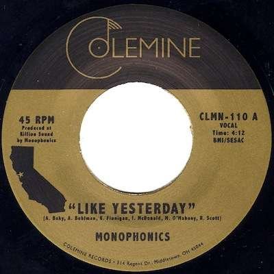 Cover for Monophonics · Like Yesterday (7&quot;) (2011)