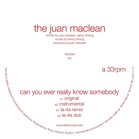 Can You Ever Really Know Somebody - Juan Maclean - Musik - DFA RECORDS - 0829732252415 - 5. Mai 2017