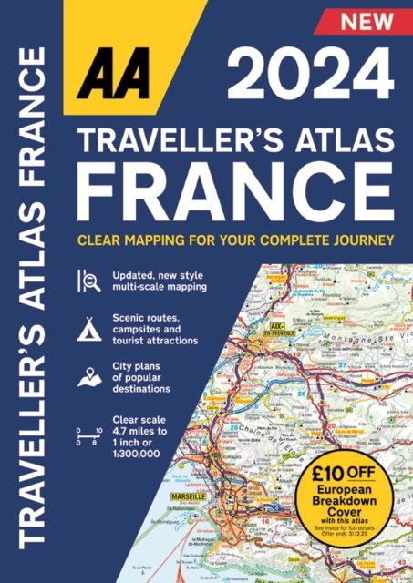 Cover for Traveller Atlas France 2024 - AA Road Atlas France (Paperback Book) (2023)