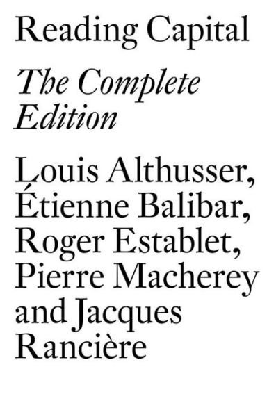Cover for Louis Althusser · Reading Capital: The Complete Edition (Paperback Book) [Unabridged edition] (2016)