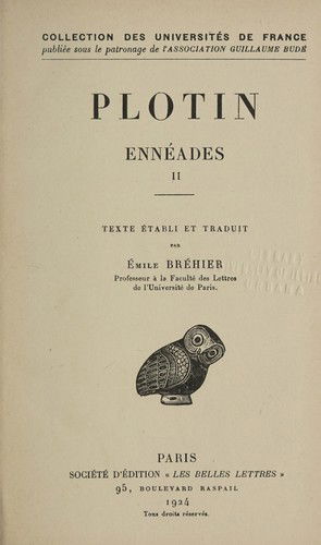 Cover for Plotin · Ennéades: Tome I : 1re Ennéade. (Collection Des Universites De France) (French Edition) (Paperback Book) [French edition] (1924)