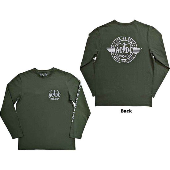 Cover for AC/DC · AC/DC Unisex Long Sleeve T-Shirt: Rock Or Bust (Green) (Back &amp; Sleeve Print) (CLOTHES) [size S] (2023)