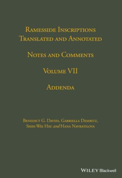 Cover for BG Davies · Ramesside Inscriptions, Addenda - Ramesside Inscriptions (Gebundenes Buch) [Volume 7 edition] (2022)