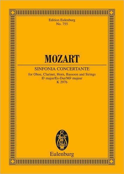 Cover for Wolfgang Ama Mozart · Sinfonia concertante Eb major: KV 297b / KV Anh. I Nr. 9. oboe, clarinet, horn, bassoon and strings. Study score. (Sheet music) (1980)