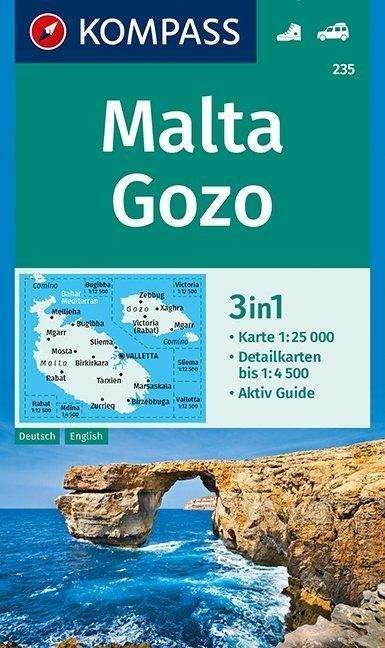 Cover for Mair-Dumont / Kompass · Kompass Wanderkarte: Malta Gozo, Kompass Wanderkarte 235 (Hardcover Book) (2019)