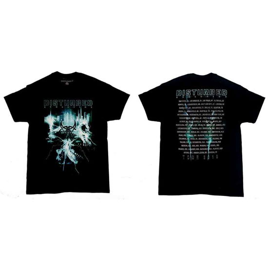 Disturbed Unisex T-Shirt: Apocalypse Date back (Ex-Tour, Back Print) - Disturbed - Produtos -  - 5056737216417 - 