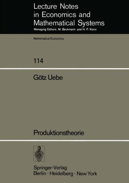 Cover for G Uebe · Produktionstheorie (Taschenbuch) [German edition] (1975)