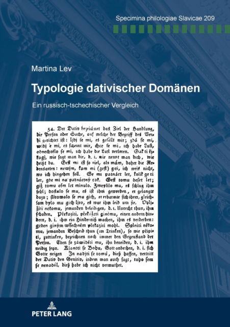 Cover for Martina Lev · Typologie dativischer Domanen; Ein russisch&amp;#8208; tschechischer Vergleich - Specimina Philologiae Slavicae (Paperback Book) (2022)