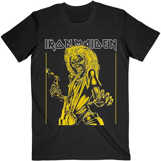 Iron Maiden Unisex T-Shirt: Yellow Flyer (Black) - Iron Maiden - Fanituote -  - 5056368655418 - tiistai 26. syyskuuta 2023