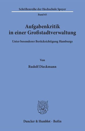 Cover for Dieckmann · Aufgabenkritik in einer Großs (Book) (1977)