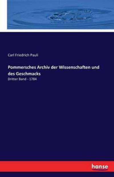 Cover for Pauli · Pommersches Archiv der Wissenscha (Book) (2016)