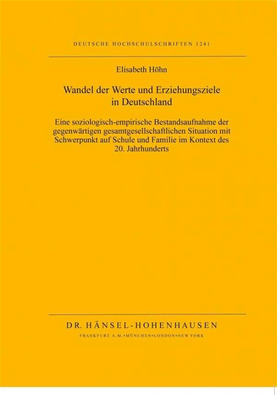 Cover for Höhn · Wandel der Werte und Erziehungszie (Bog)