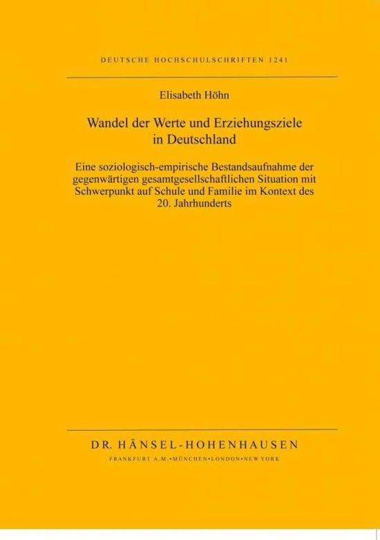 Cover for Höhn · Wandel der Werte und Erziehungszie (Bok)